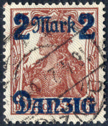 2 M a. 35 Pf Germania Spitzen n. unten, zentr. rundgestpl. Luxus, ...