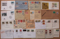 1945-1990 Lot m. 60 Bedarfs-und Sonderbelegen m. Schwarzaufdr., MeF, ...