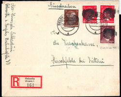 15 Pf Hitler Schwärzung m. weiteren Werten als portoger. R-Brief von ...