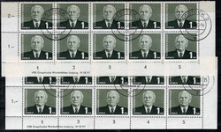 1953 Pieck III., je 2x 10er UR-Streifen, je m. DZ bzw. DV, versch. ...