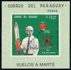 1969 Satelliten-Bl. als Muster m. Originalautogramm Ernst Stuhlinger ...