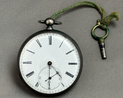 Taschenuhr "F.F." im Oval (Favre Frères) Nickel, Schlüselaufzug, ...