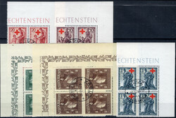 1945 Fürstenpaar im Eck-4er-Bl. u. Mi. 244-46 im Eck-4er-Bl. re.o., ...