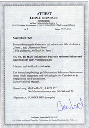 2 Pf gelbgrau im senkr. Paar, ungebr. Pracht m. FA Bernhard (07/2025) ...