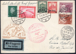 1932 SAF, österr. Zuleitung ab Wien n. Rio de Janeiro, Karte ...