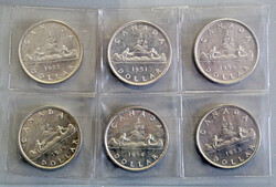 1950-55 6x1 Dollar Georg VI / Elisabeth II - Kanu