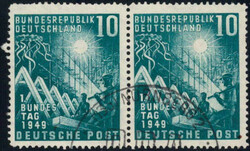 10 Pf Bundestag m. PF "grüner Strich li. i.d. Sonne", rundgestpl. ...