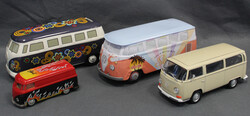 VW-BUS-KONVOLUT 4 St. Blech VW "Surf & Sun" pastellfarben orange m. ...