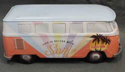 VW-BUS-KONVOLUT 4 St. Blech VW "Surf & Sun" pastellfarben orange m. ...