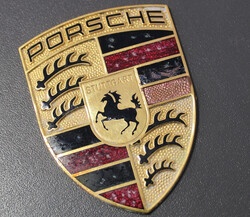 PORSCHE-SCHILD: emailliertes Porsche-Schild, Porsche-Schrift m. ...