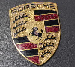 PORSCHE-SCHILD: emailliertes Porsche-Schild, Porsche-Schrift m. ...