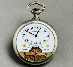 HEBDOMAS 8 JOURS - 8 DAYS Taschenuhr m. sichtbarer Unruh, weißes ...