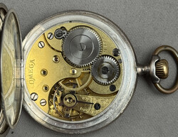 OMEGA Taschenuhr 800er Silber, Gallone im Ring, weißes Ziffernblatt, ...