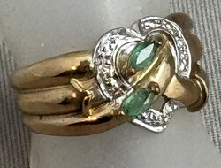 VINTAGE-HERZ-RING in 333er Gelbgold, zu einem Herz geformte Bänder m ...