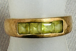 GOLDRING in 333er Gelbgold, Memory-Ring mit 4 quadratischen grüne ...