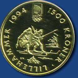 1500 Kronen Harald V Olympia Lillehammer, Birkebeiner, 1/2 oz ...