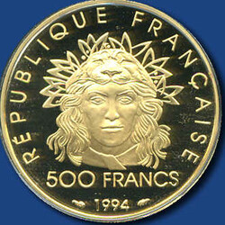 500 Francs 100 Jahre Olympische Spiele Bogenschütze v. Eiffelturm, ...