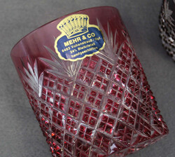 SCOTCH / WHISKEY-GLÄSER: 6x Bleikristall, farbig: dkl'violett, rosa ...