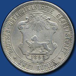 DOA: 2 Rupien Guilelmus II - Löwe vor Palme, 1893Automatically ...
