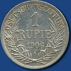 DOA: 1 Rupie Guilelmus II - Palmzweige 1906 A / leichte ...