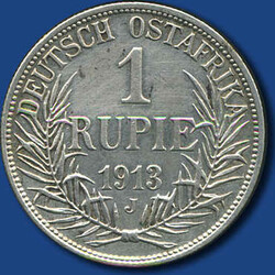 DOA: 1 Rupie Guilelmus II - Palmzweige 1913 J / besseres ...