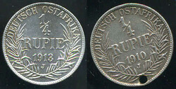 DOA: 2x 1/4 Rupie Guilelmus II - Palmzweige 1910 & 13 J / 1910 m. ...