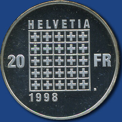 20 Franken "200 Jahre Helvetische Republik / Eidgenosse m. Fahne v. ...