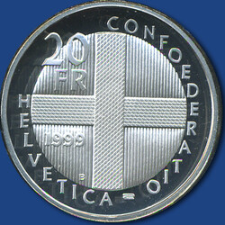 20 Franken "Dornach, Frieden v. Basel", Schwert schlägt Adler, 1999 ...