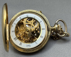 SAVONETTE-TASCHENUHR "Regent habmann" vergoldet, skelettiertes mechan ...