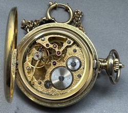 SAVONETTE-TASCHENUHR "Regent habmann" vergoldet, skelettiertes mechan ...