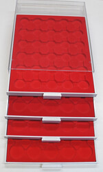 LINDNER / Leuchtturm Münzboxen "2537" 3x hellrot f. 30 Münzen in ...