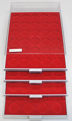 LINDNER Münzboxen "2226" 4x hellrot f. 30 Münzen in CAPS bis Ø 39 ...