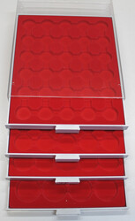 LINDNER Münzboxen CAPS-MIX 4x hellrot f. unterschiedliche Münzen in ...