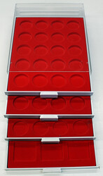 LINDNER Münzboxen MAXI hellrot 3x f. Münzen bis Ø 42,5 mm, 1x ...