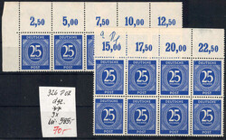 25 Pf Ziffer im 8er- und 5er OR-Block m. 9x OR Platte dgz (1x ...