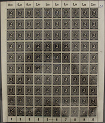 2 Pf Ziffer im 100er Bogen (10x OR Platte, HAN 4118 46 2), postfr. ...