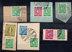 42 Pf Ziffer auf 6 Pracht-Bfstck., dazu EF u. MeF (MeF 1 Wert leichte ...