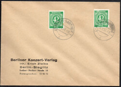 42 Pf Ziffer auf 6 Pracht-Bfstck., dazu EF u. MeF (MeF 1 Wert leichte ...