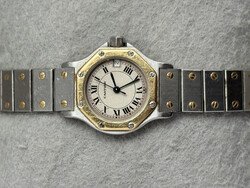 CARTIER SANTOS OCTAGON Damenuhr Ref. # 187903, 18 K Gold u. Edelstahl ...