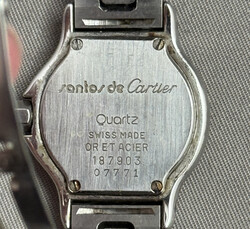 CARTIER SANTOS OCTAGON Damenuhr Ref. # 187903, 18 K Gold u. Edelstahl ...