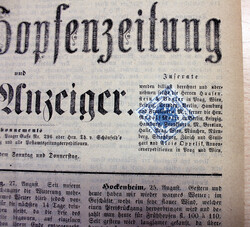 1872, 1 Kr. Zeitungsstempelmarke, vollrandig, auf 4 seitiger "Saazer ...