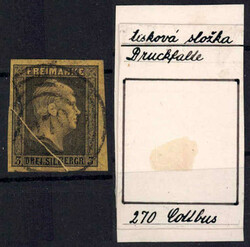 3 Sgr gelb m. markanter Druckfalte und NS 270 (Cottbus), vollrandig ...