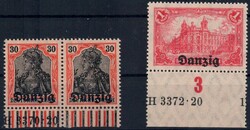 30 Pf u. 1 M Freimarke je vom UR m. HAN A, postfr. Pracht  ...