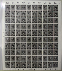 1946 PFENNIG BOGEN 2 Pfg. Ziffer im postfr. Bogen mit Druckerzeichen ...