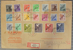 1948 Schwarzaufdruck kpl. a. Satz-R-Bf. v. Berlin n. Drexel Hill/USA ...