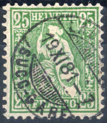 25 C grün a. Faserpapier, zentr. rundgestpl. Luxus m. einwandfreiem ...