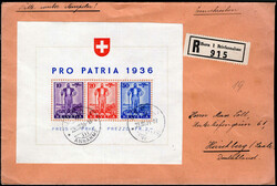 1936 Pro Patria-Bl. a. Weihnachts-R-Bf. v. Bern n. Hirschberg (AKS 24 ...