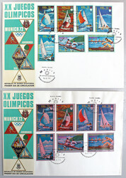 1972 Olympia München/ Veranstaltungen Kiel, 7 ungez. Werte auf ...