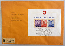 1936 Pro Patria-Bl. a. R-Bf. v. Kappel n. Rüschlikon (AKS), saubere ...