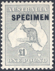 1 £ Kangoroo, grau, Wz. 7, Aufdruck SPECIMEN, postfr. Pracht  ...
